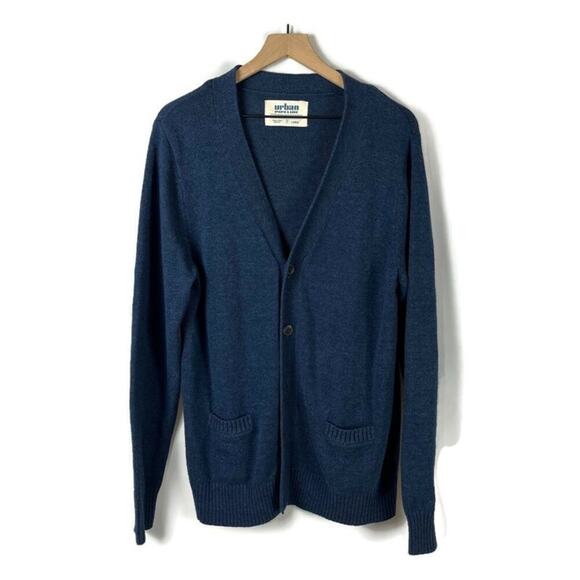 URBAN PIPELINE Men's Blue Cardigan Sweater Size Large Teacher Academia Preppy - Picture 2 of 9
